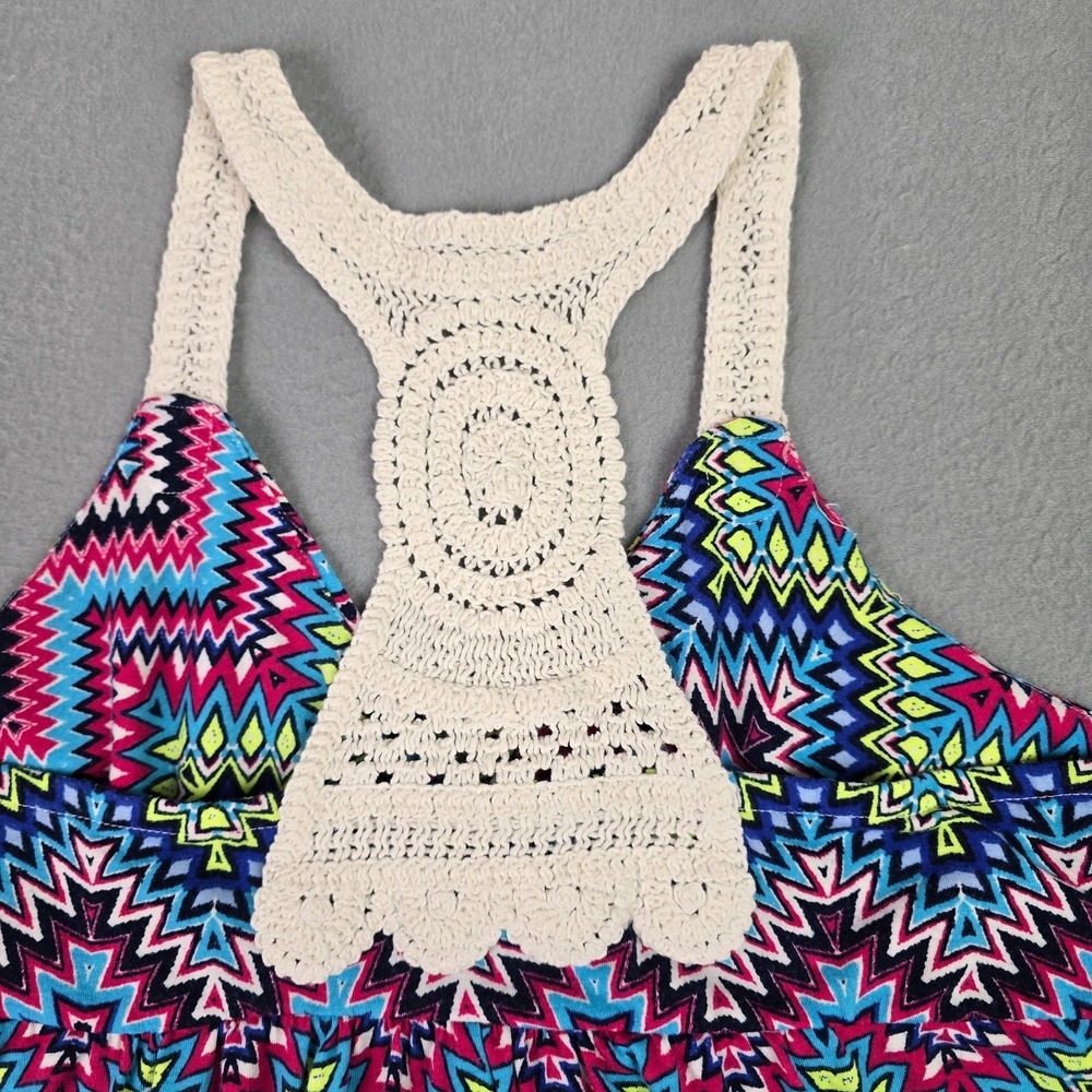 No Boundaries Girls Chevron Sundress Crochet Racerback Multicolor Size L 11-13 - Picture 5 of 9